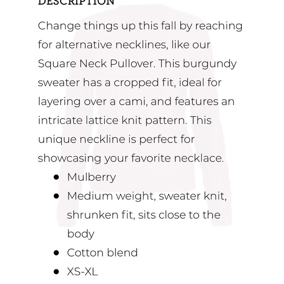 CAbi- square neck sweater- Size SMALL - Picture 4 of 13